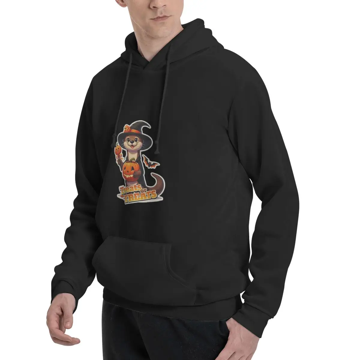 Мужская теплая флисовая толстовка Halloween_Otter-removebg-Прочная полиэфирная идеально