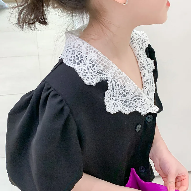 Girls Summer Set Clothes 2022 New Cute Baby Girl Clothing Children Blouse Tops And Shorts 2pcs Outfits Boutique Kids Lace Suit