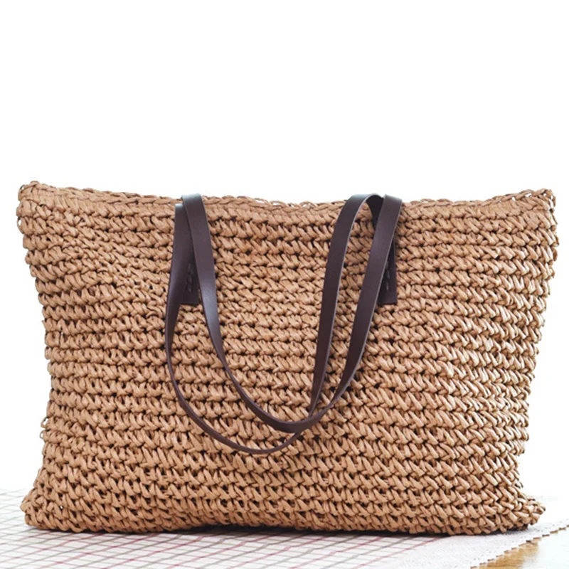 

Hot Women Straw Bag Bohemia Handbag Beach Bags Handmade Wicker Summer Tote Bags Rattan Shoulder Bags