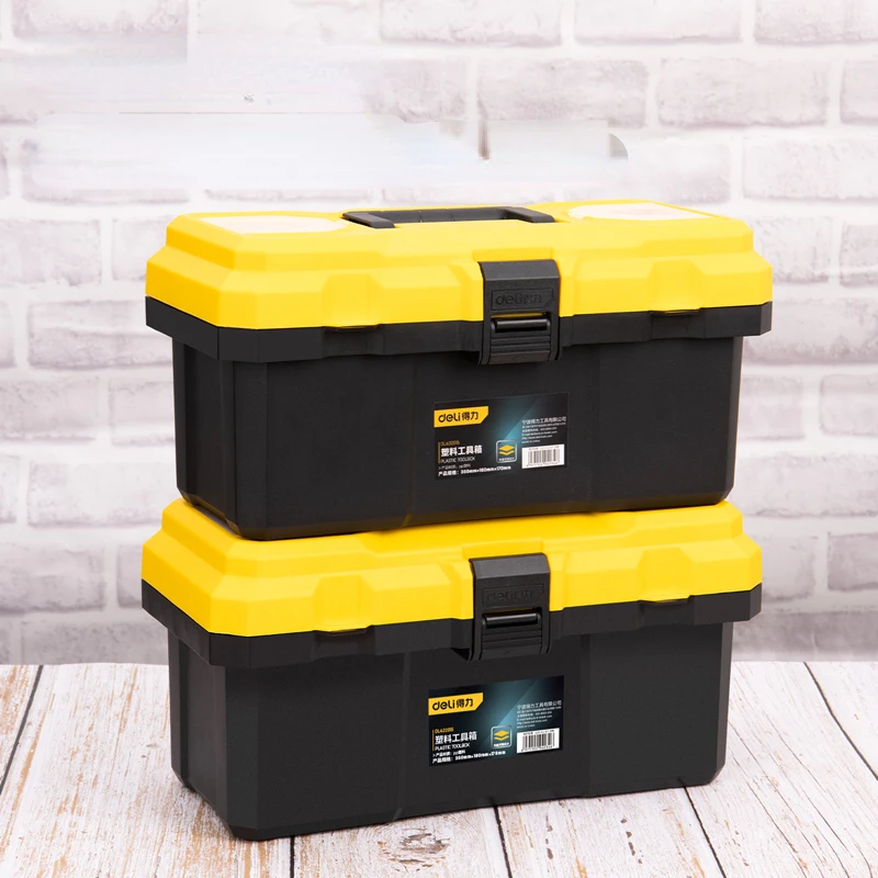 Deli Tool Box 12.5/15 Inch Plastic Tool Case Storage Suitcase Organizer for Tools Small Things Storage Cases System Packaging