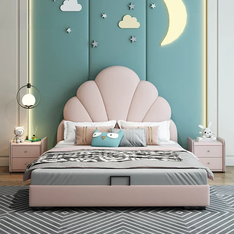 

Nordic Modern Children Beds Double Storage Cartoon Solid Wood Design Children Beds Bedside Tables Kinderbett Bedroom Furniture