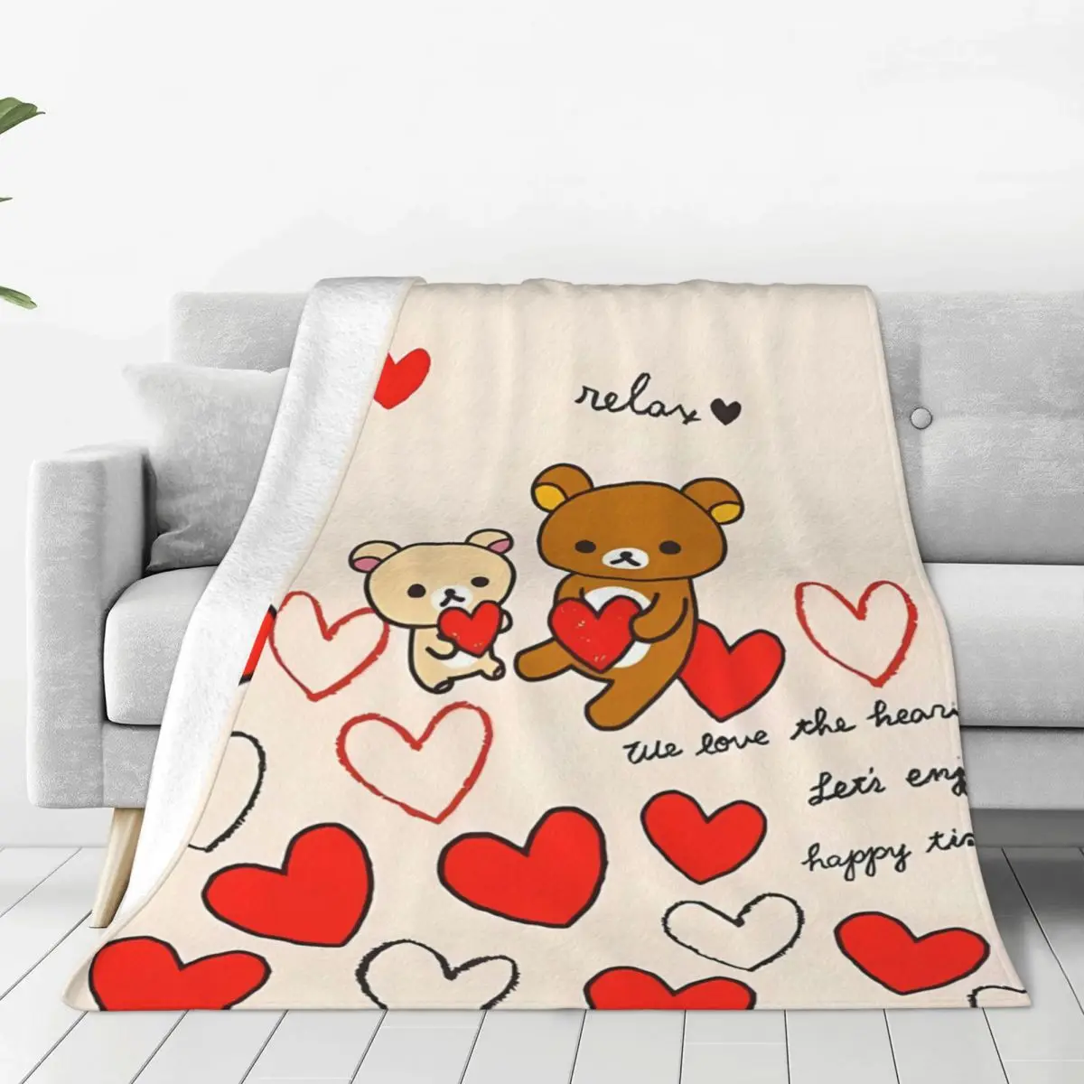 Одеяло Rilakkumas Easy Bear теплое мягкое уличное трендовое плюшевое одеяло для стула