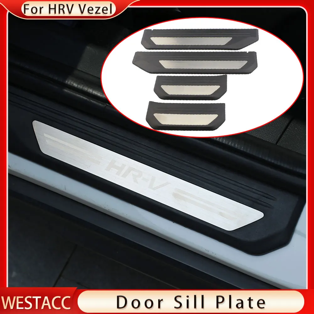 

4Pcs Car Door Sill Scuff Plate for Honda HRV HR-V Vezel 2014 - 2020 Door Sill Guard Sticker Cover Trims Protector Accessories