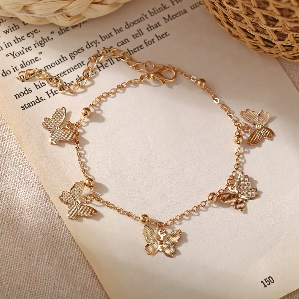

New Summer Butterfly Pendant Anklets Barefoot Sandals Bracelet Ankle On Foot Bracelets For Women Leg Chain Jewelry Accessories