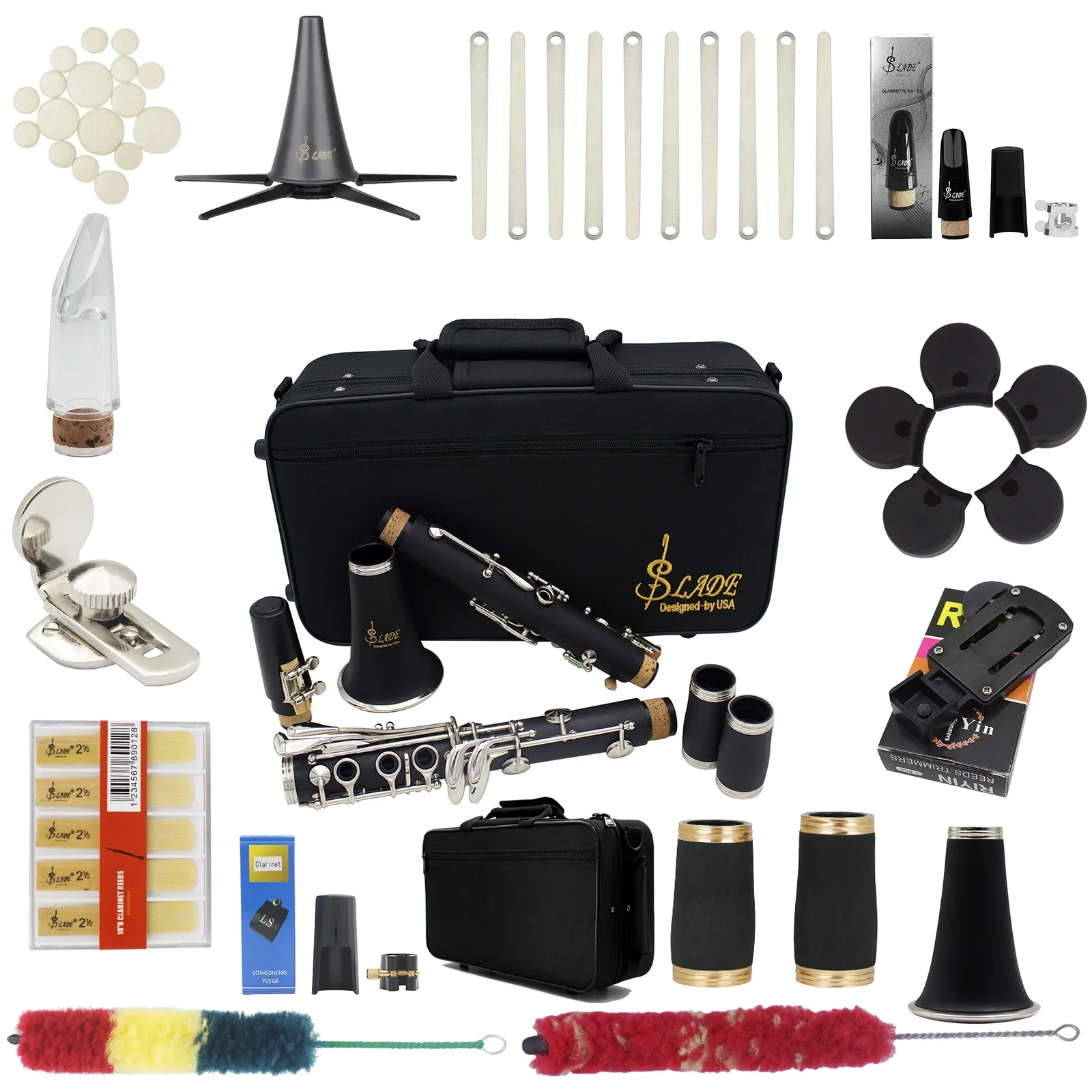 Профессиональный 17-клавишный Bb-кларнет С Аксессуарами Деревянный Духовой