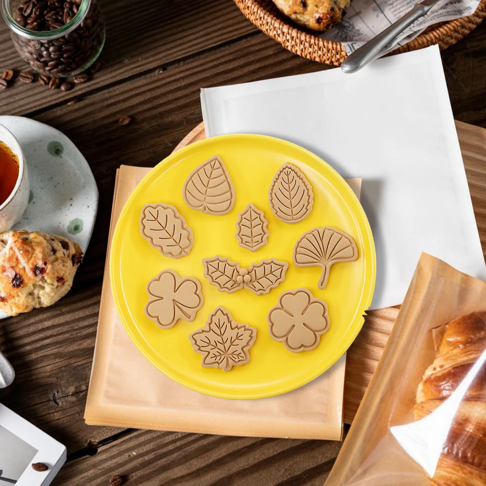 

Cookie Stamp And Cutter Cookie Stamp 8Pcs 3D Stampers Molds DIY Fondant Decorating For Kids Birthday Party Making Leaf Shape