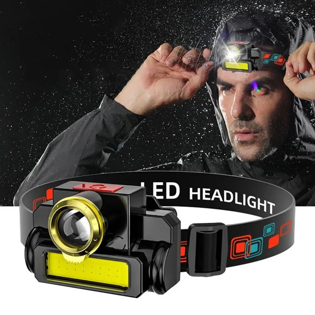 

Portable Led Headlight Usb Rechargeable COB Head Lamp Flashlight Running Far and Near Dual Light For Outdoor Fishing Hiking