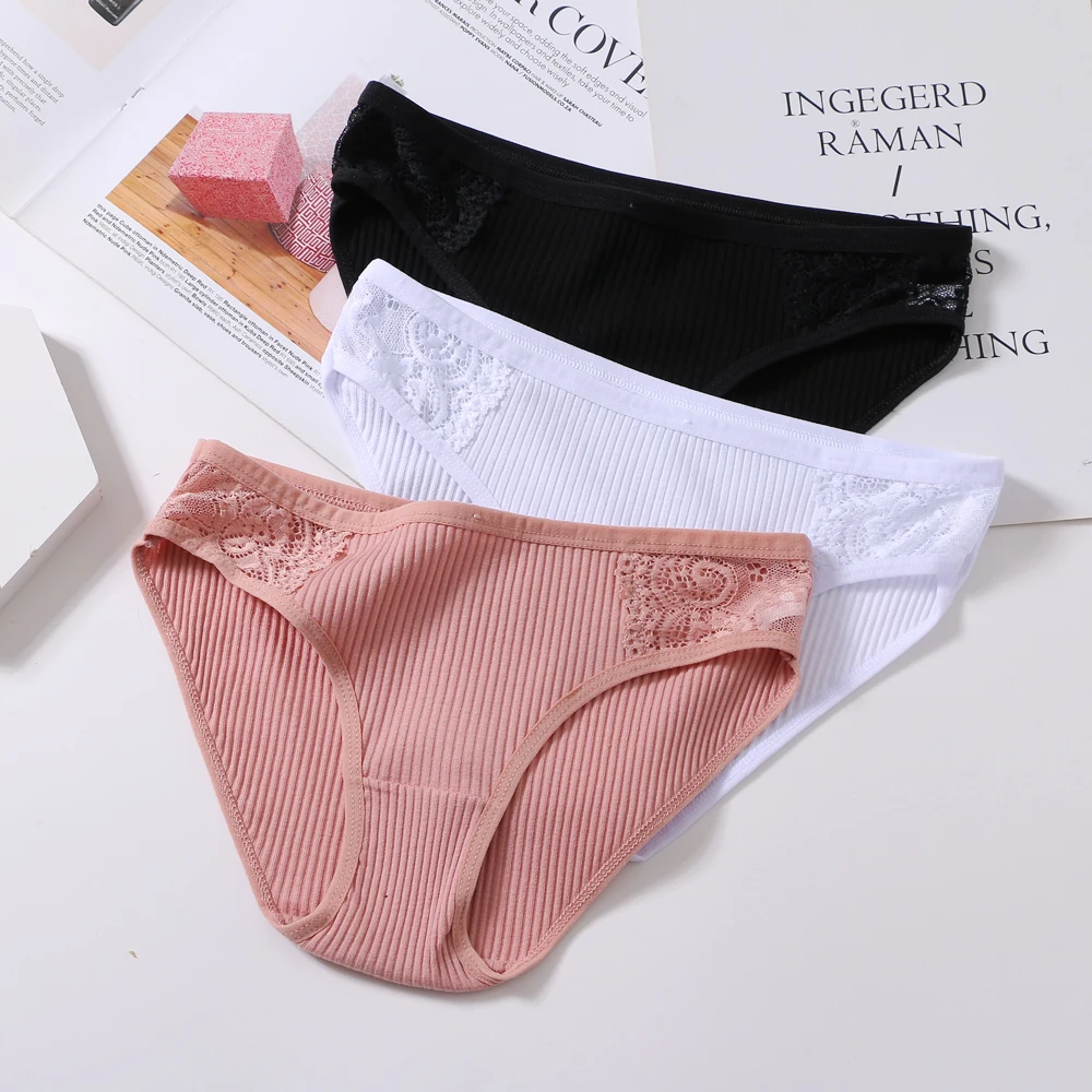 

Women's Panties Cotton Female Underpants Sexy Lace Panties Comfortable Briefs Underwear Ladies Pantys Lingerie Solid Color XXL