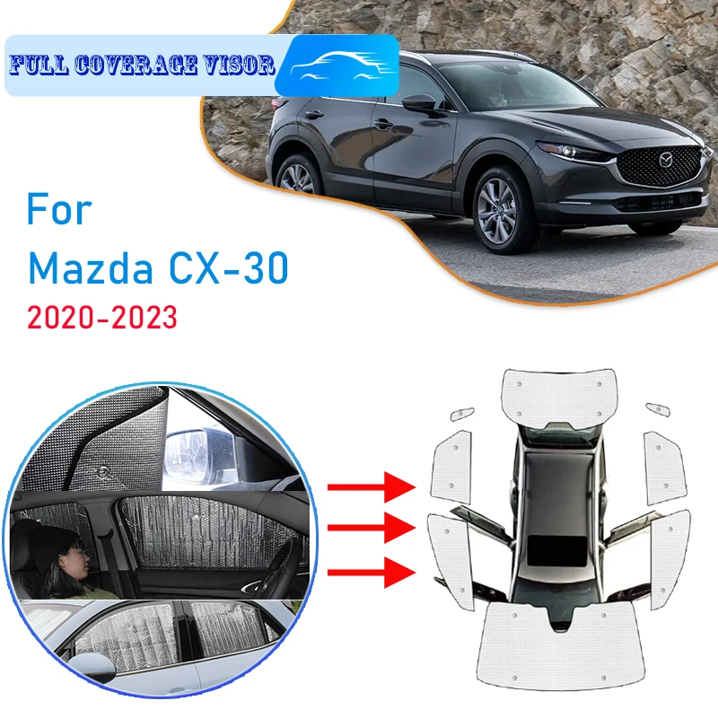 

Car Full Coverage Sunshades For Mazda CX-30 CX30 CX 30 2023 2022 2021 2020 Auto Window Windshield Sunshade UV Protect Sun Shad