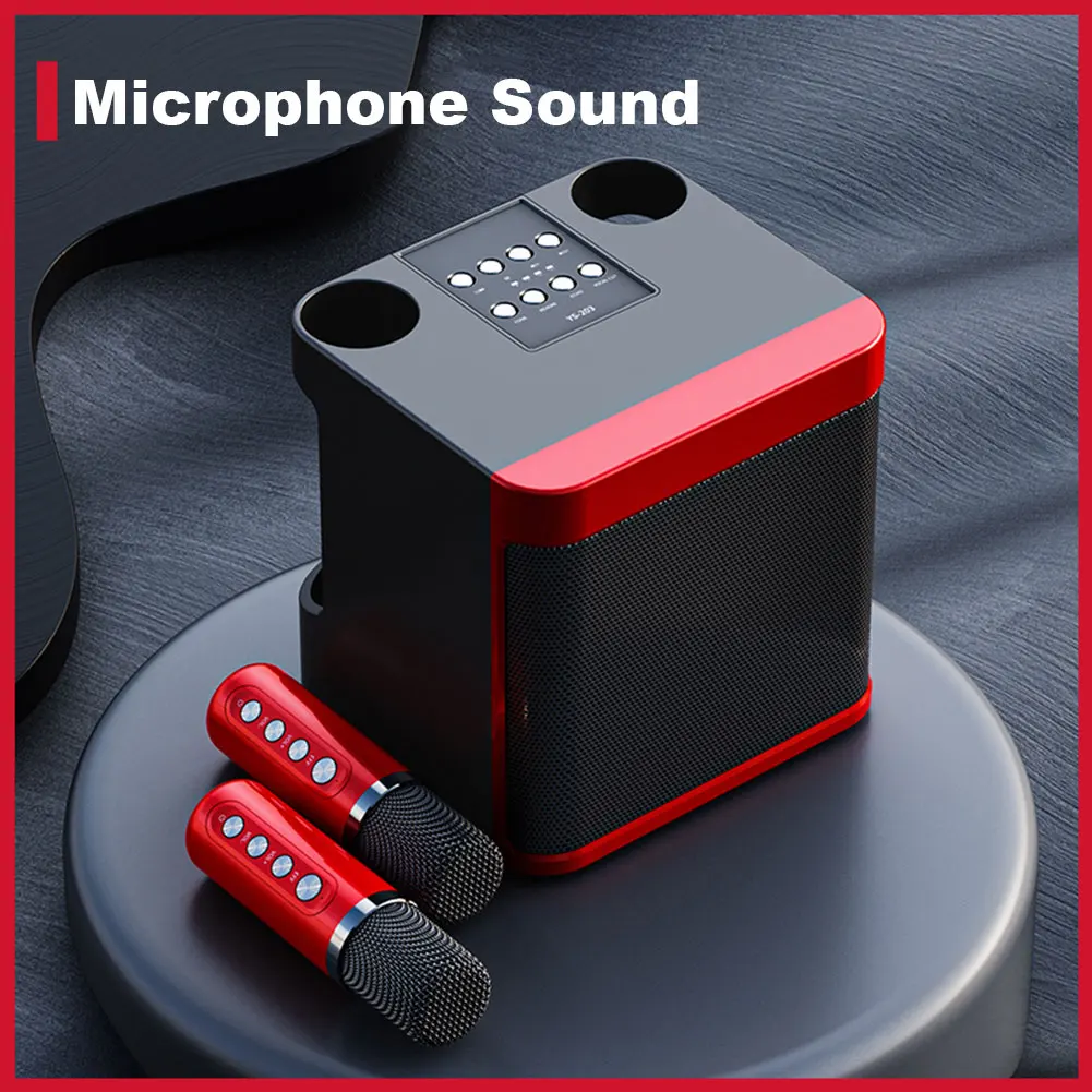 

100 Вт портативный караоке двойной микрофон Bluetooth-совместимый 5.0 динамик беспроводной стерео Бас Сабвуфер Караоке семейвечерние поддержка AUX