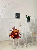 6 5ft white metal round frame grand event wedding backdrops circle flower arch plinth table for cake crafts garland display rack