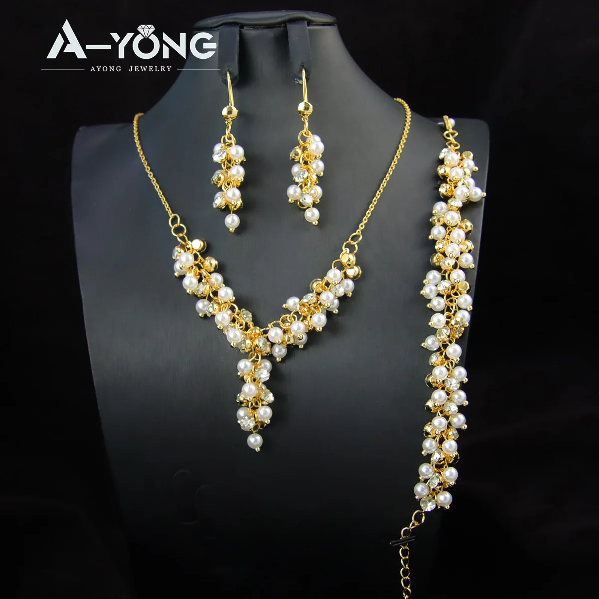 

AYONG Italian Elegant Pearls Jewelry Set 21k Gold Plated Dubai Ethiopian Africa Bridal Vintage Necklace Sets Wedding Accessories