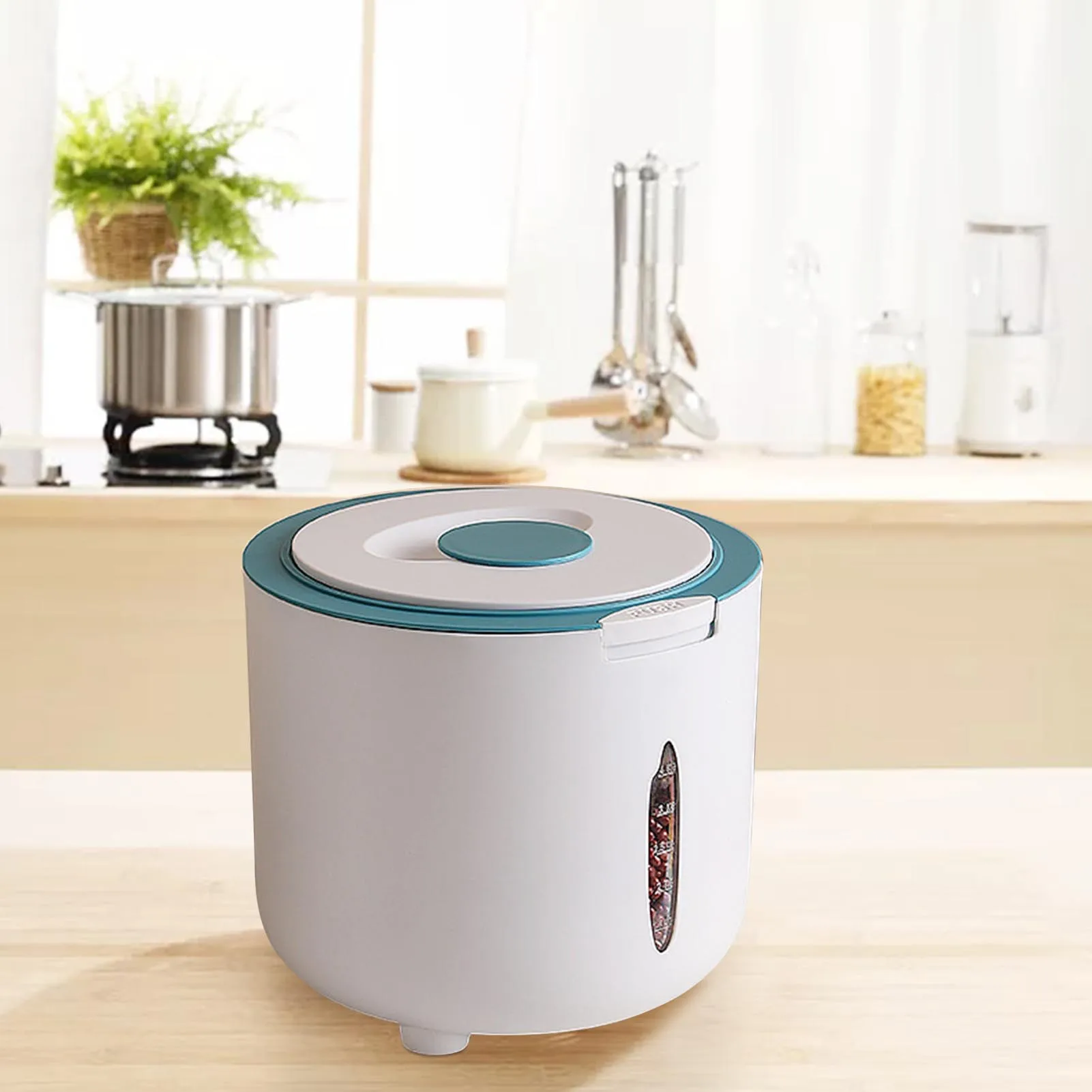 

Контейнер для хранения риса, кухонный диспенсер для еды, влагостойкий герметичный контейнер для еды для хранения рисовой муки, зерновой мук...