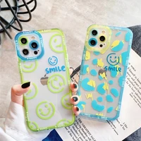 cute smile floral pattern case for iphone 11 12 13 pro max xr xs 7 8 plus se 2020 etui slim soft tpu shockproof clear back cover