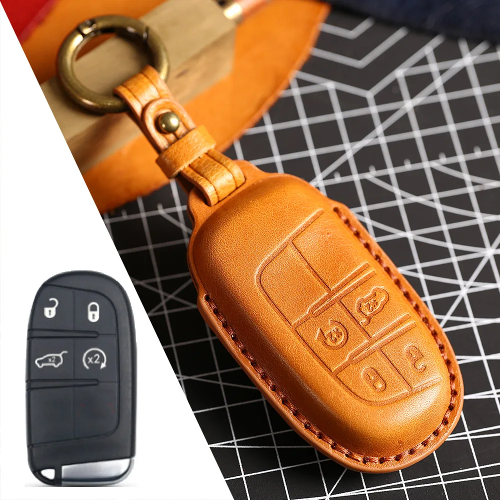 

Luxury Leather Car Key Case Cover Fob Shell for Jeep Cherokee Wrangler Compass Renegade Grand Patriot Grand