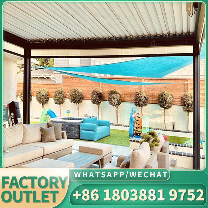 Уличная беседка из алюминия защита от дождя 5x3 6x4 4x4 4x3 3x3 м электрическая для крыши