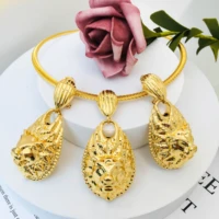 jewelry sets fashion animal leopard head drop earrings pendant necklace set for women bridal wedding party anniversary gifts