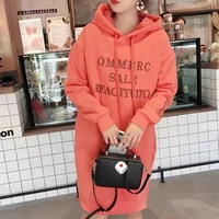 new large plus size add velvet thicken girls casual women clothes tops long sleeve warm hoodies for teen lady long hoody dresses