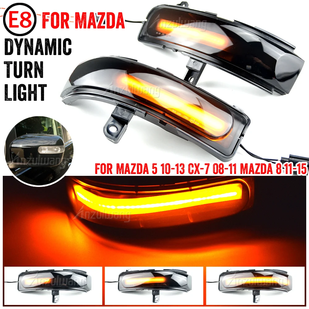 

2pcs For Mazda CX-7 CX7 2008-2011 Dynamic LED Blinker Side Mirror Flowing Light Turn Signal Indicator Lamp For Mazda 5 8 MPV