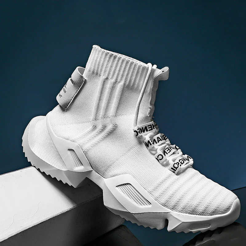 Men Sneakers High Top Casual Shoes, Large Size White, Comfortable, Light and Breathable, Size 47 Black Sports Running Shoes Man