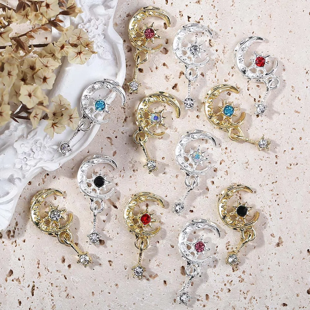 10 шт. милые Подвески для ногтей в виде планеты 3D золотистые/Серебристые подвески