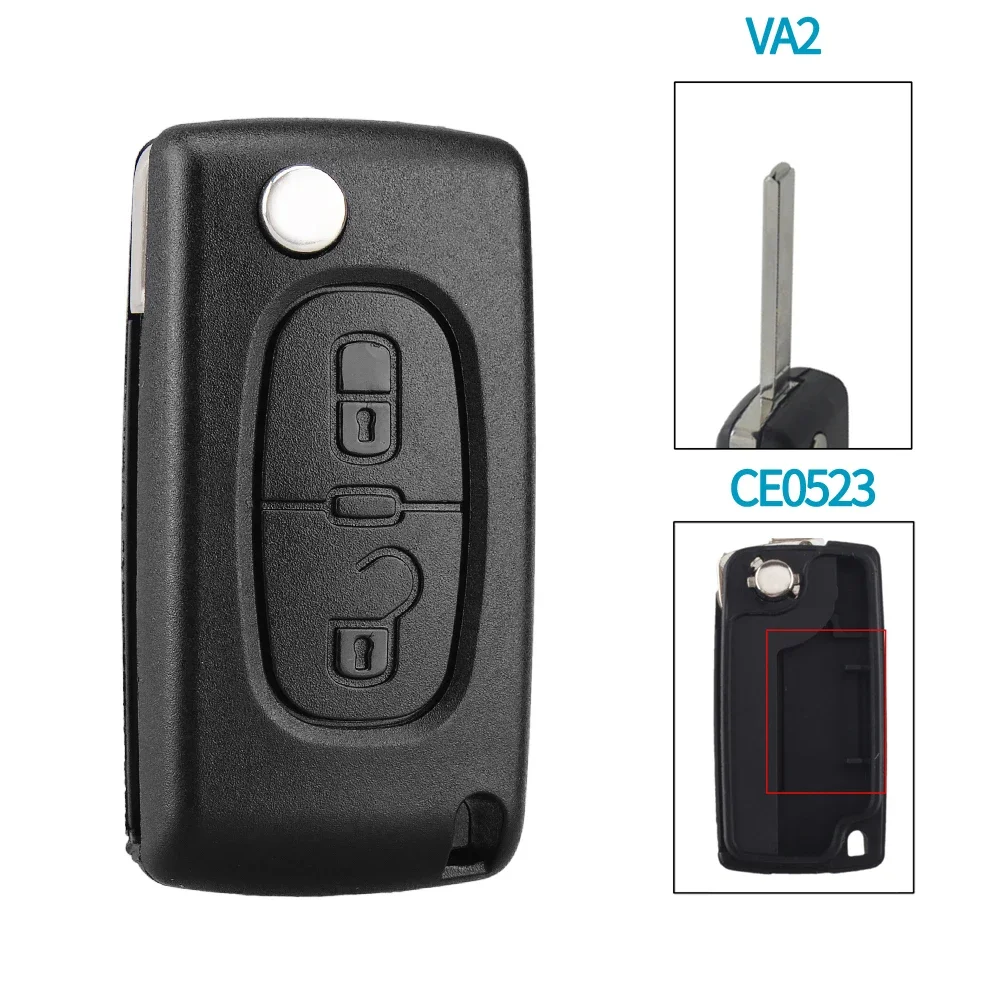 

KEYYOU 2 кнопки дистанционного ключа оболочки флип Floding Автомобильный ключ чехол Fob для Peugeot 107 207 307 307S 308 407 607 2BT Брелок чехол