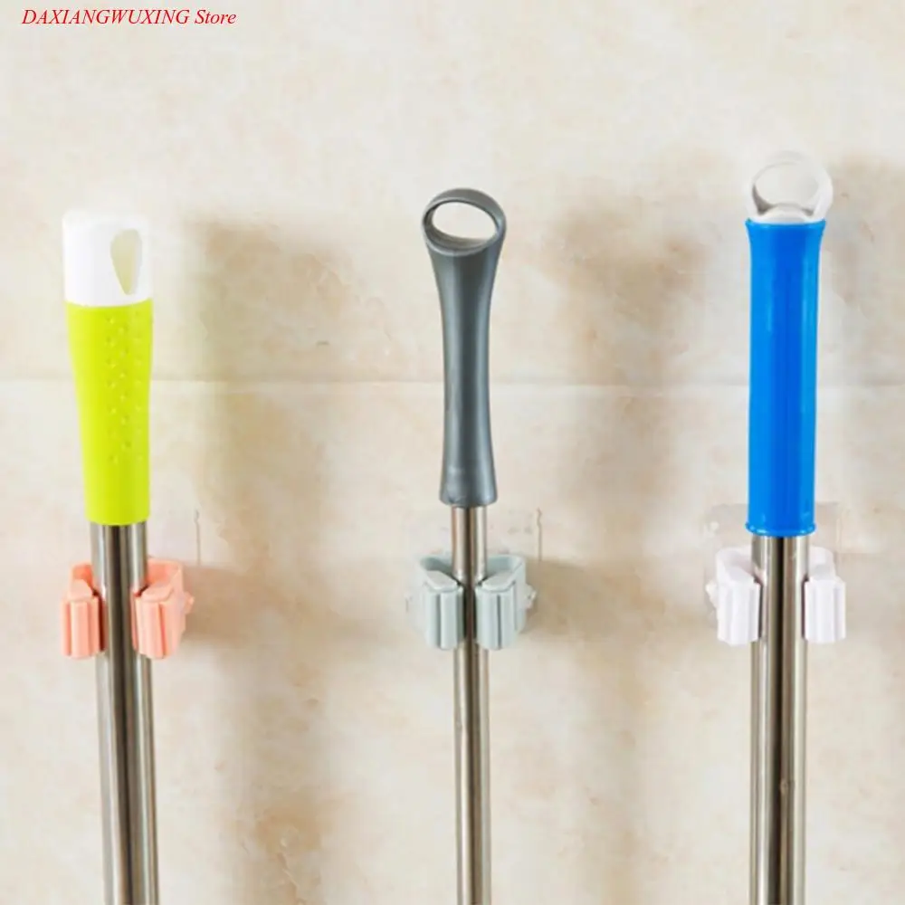 

Non Punch Adhesive Wall Mounted Mop Holder Storage Broom Hanger Clip Seamless Mop Hook Bathroom Home Kitchen Organizer Tool