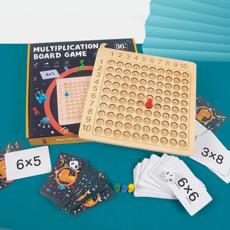 

1Set Mathematical Early Development Toy 10*10 Multiplication Table Kids Learning Montessori Multiplication Board Wooden