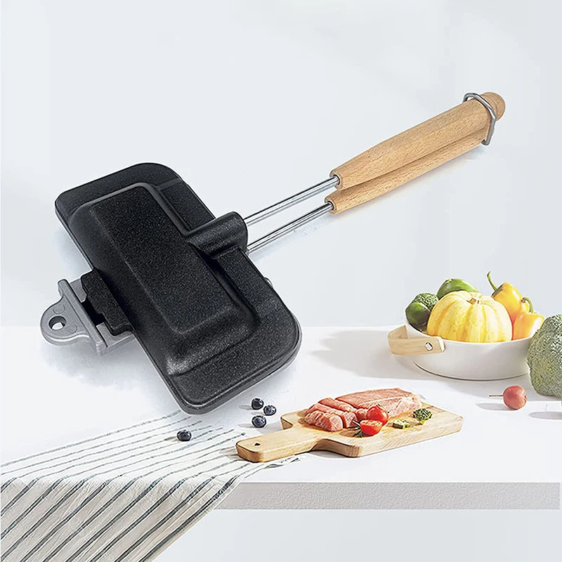 

Double-Sided Sandwich Pan Non-Stick Foldable Portable Grill Frying Pan For Bread Toast Breakfast Machine Pancake Maker
