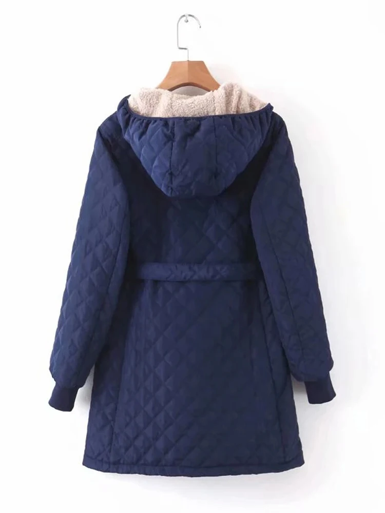 Женское зимнее пальто новинка 2022 хлопковые парки с капюшоном длинная клетчатая