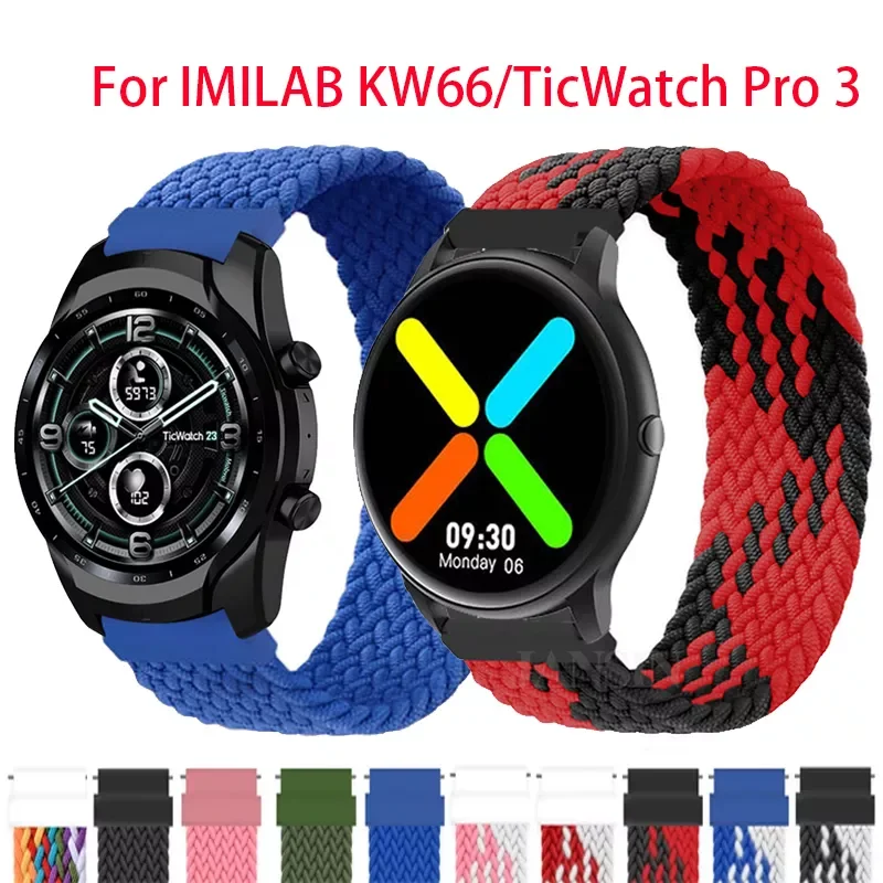 

Braided Solo Loop For Ticwatch Pro 3 GPS 2 E Bracelet Sport Nylon Strap For IMILAB KW66/YAMAY SW022 Smartwatch Correa Wristband