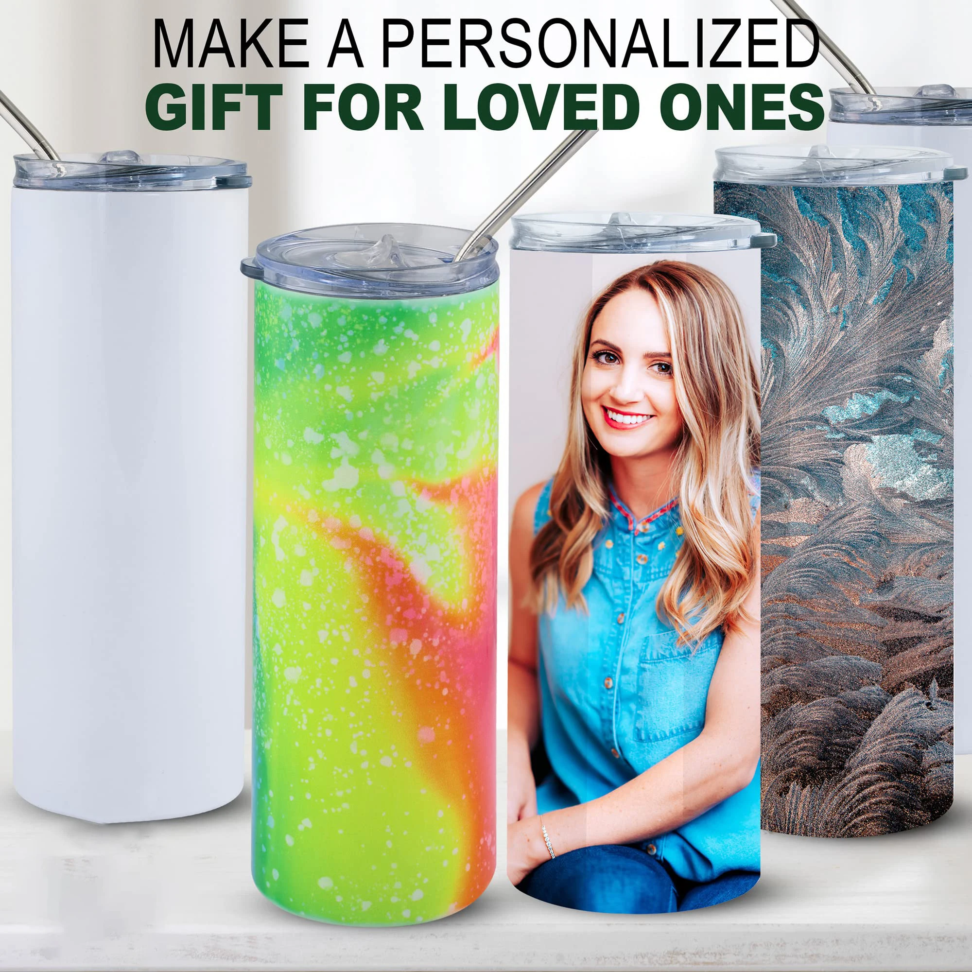 

DIY 304 Stainless Steel White 20oz Sublimation Tumblers Blank Skinny Slim Tumbler with Lids Double Wall Vacuum Insulated Cups