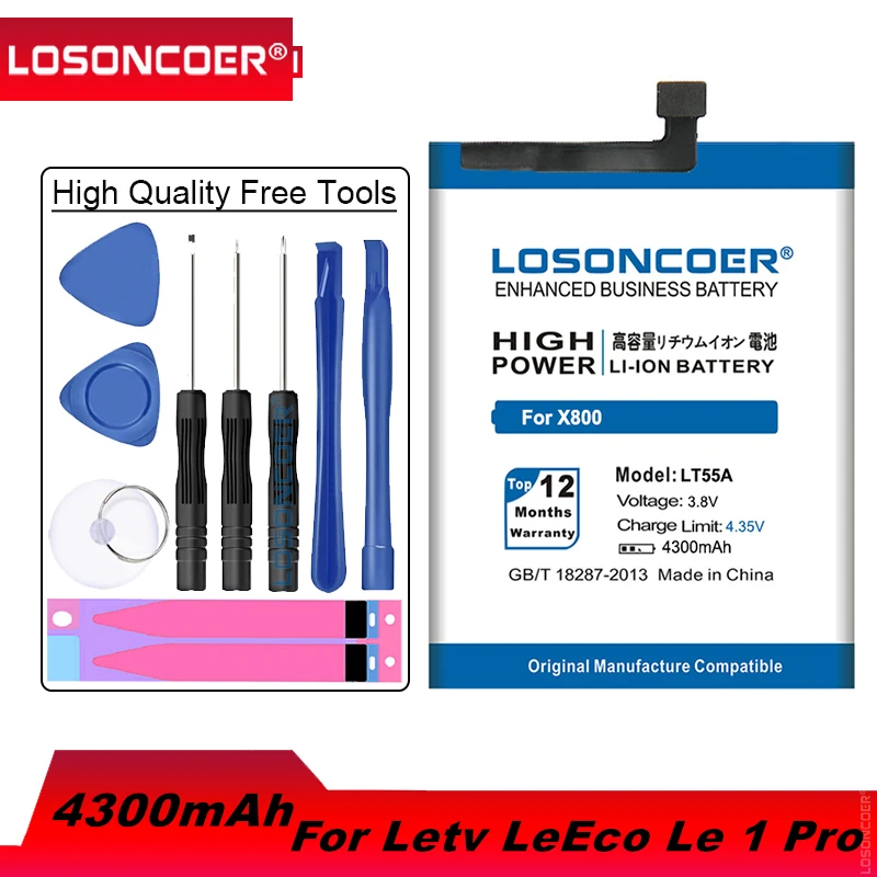 

LOSONCOER 4300mAh LT55A battery For LeEco Letv Le 1 pro X800 Le one pro X800 cell phone battery gift tool