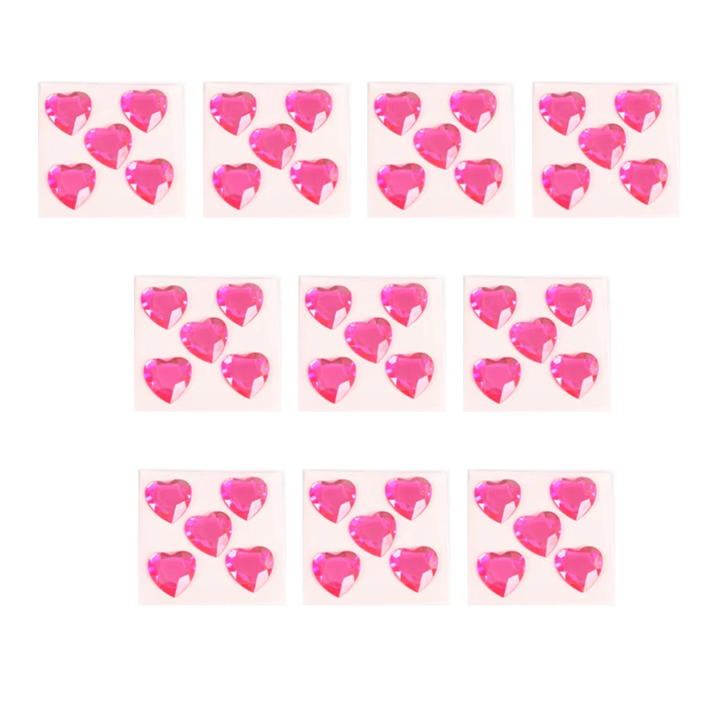 

Heart Rhinestone Sticker Acrylic Crystal Gems Self-Adhesive Decorative Handheld Styling Necklace Assorted Color3