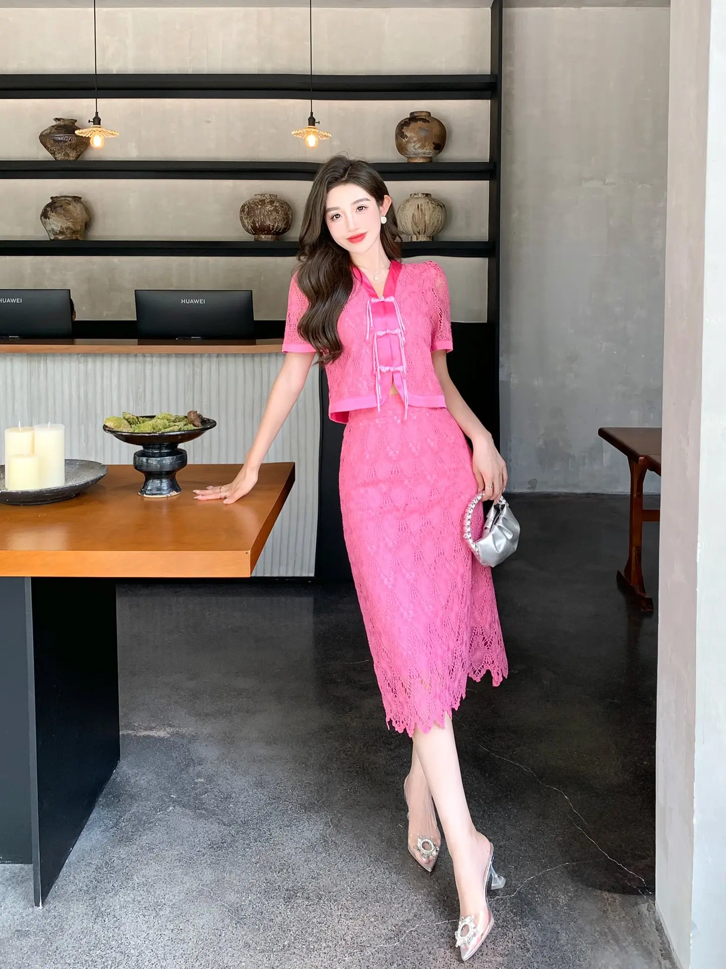 

2023 Spring/Summer Fashion New Women's Clothing Lace suit 0704