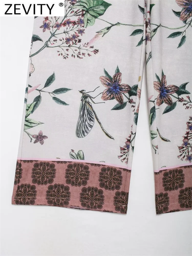 Женские прямые брюки ZEVITY с цветочным принтом