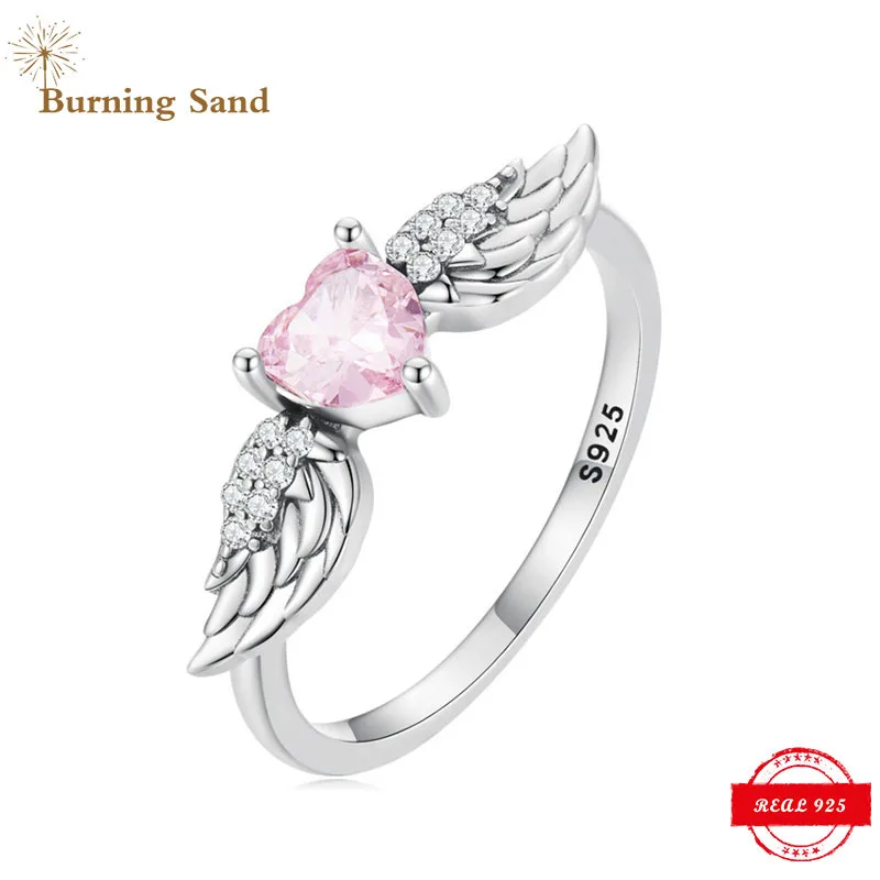 

Женское кольцо из серебра 925 пробы, с розовым сердцем