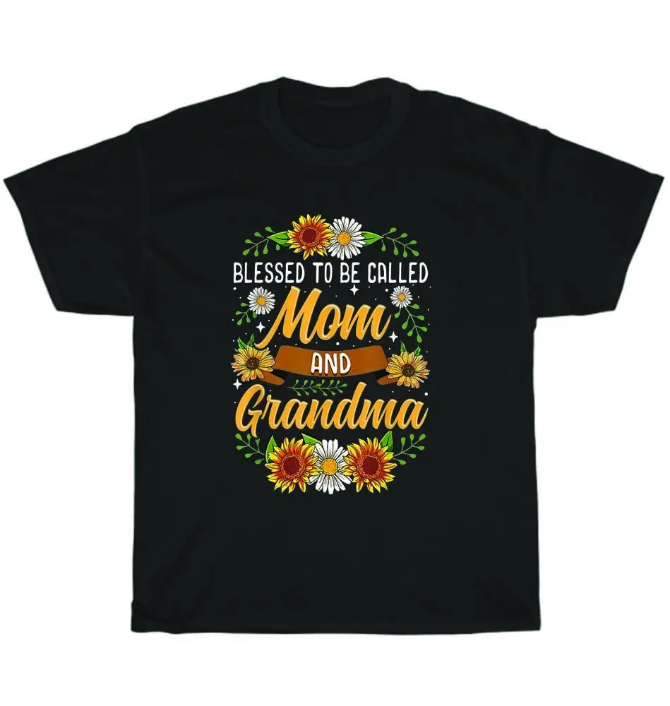 

Футболка мужская хлопковая с круглым вырезом, Повседневная рубашка с коротким рукавом, топ, благословенно называется мамой и бабушкой, подсолнух