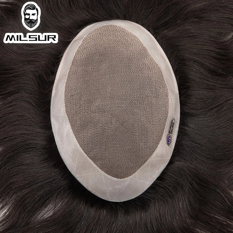 Fine Mono 8x10 Toupees Durable Hairpieces Lace Thin PU Replacement System For Men  Natural Remy Hair System For Men