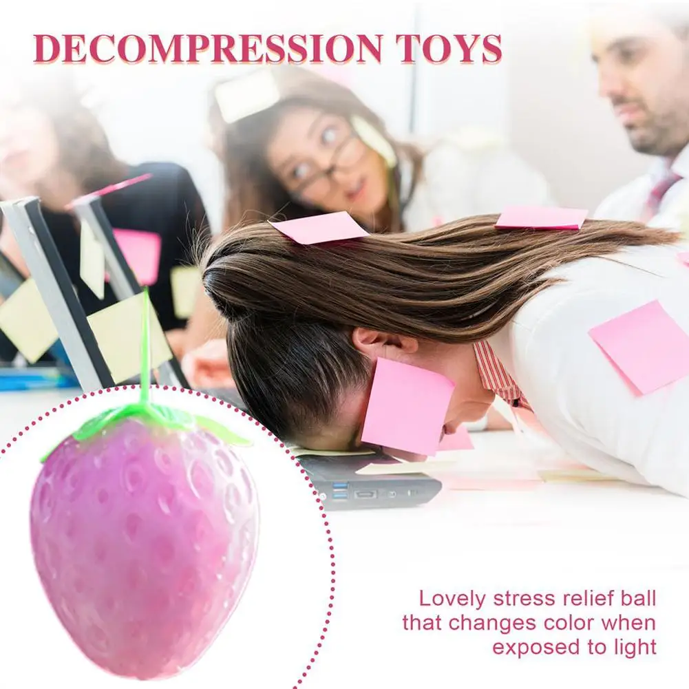 

Simulated Color-changing Strawberry Squishy Fruit Hand Anti-stress Squeeze Ball Decompression Toys For Children Sensory Aut Z6z5
