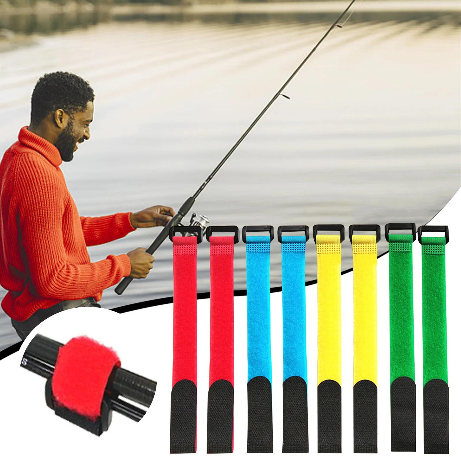 

8pcs/bag Pole Strap Fishing Rod Holder Elastic Bands For Fishing Rods Assorted Colors Pesca Iscas Fish Tackle Accessory 2x25cm