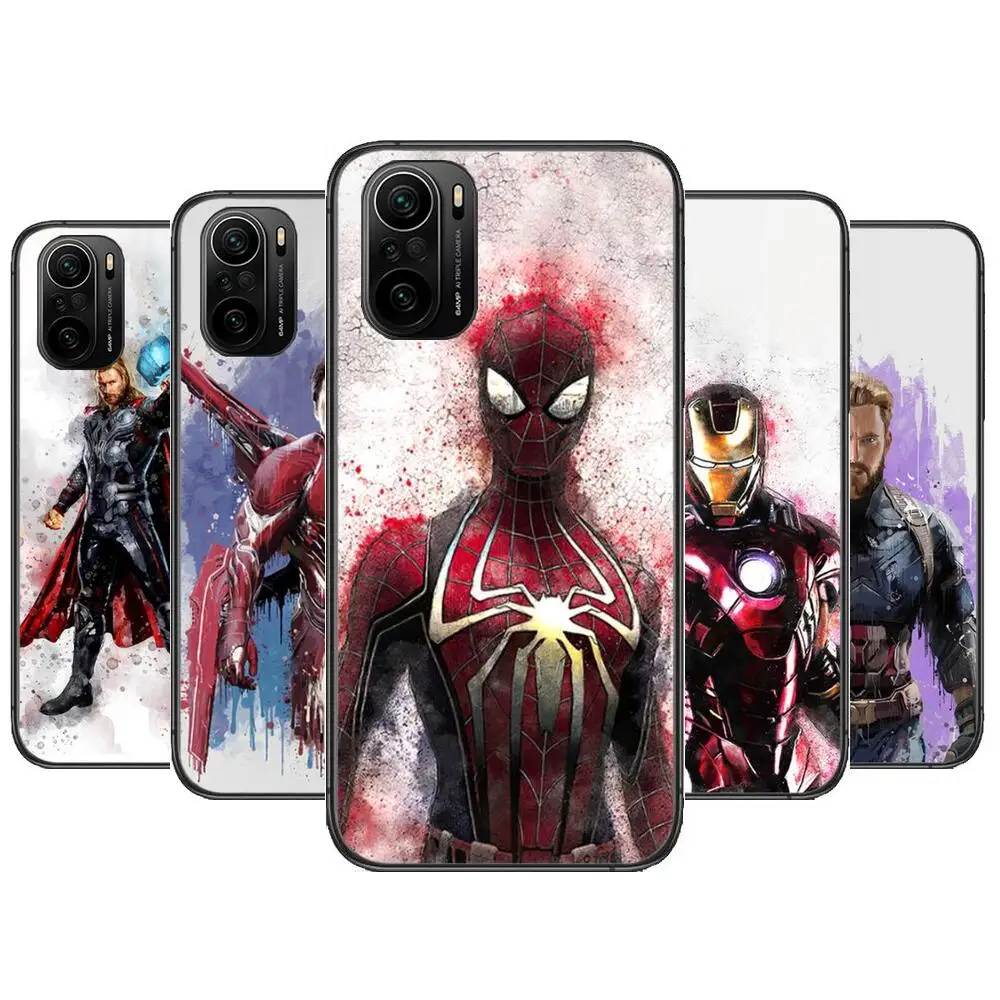 

Marvel Spiderman Iron Man Phone Case For xiaomi redmi POCO F1 F2 F3 X3 Pro M3 9C 10T Lite NFC Black Cover Silicone Back Prett mi