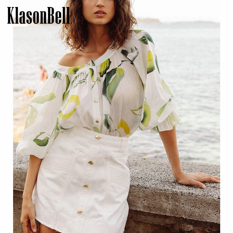 

4.15 KlasonBell Silk Linen Shirt Women Vintage Loose Cuffs Ruffle Design Casual Blouse