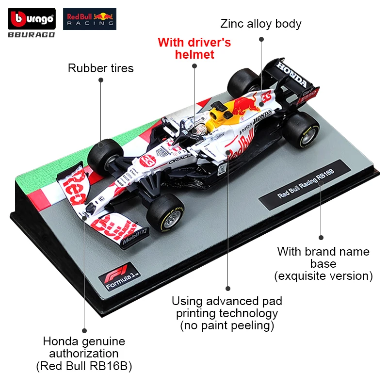 Bburago 1:43 2022 Red Bull RB18 1#33#11# Driver Helmet F1 Champion Formula Car Mercedes 44#Static Diecast Model Toy Gift - купить по