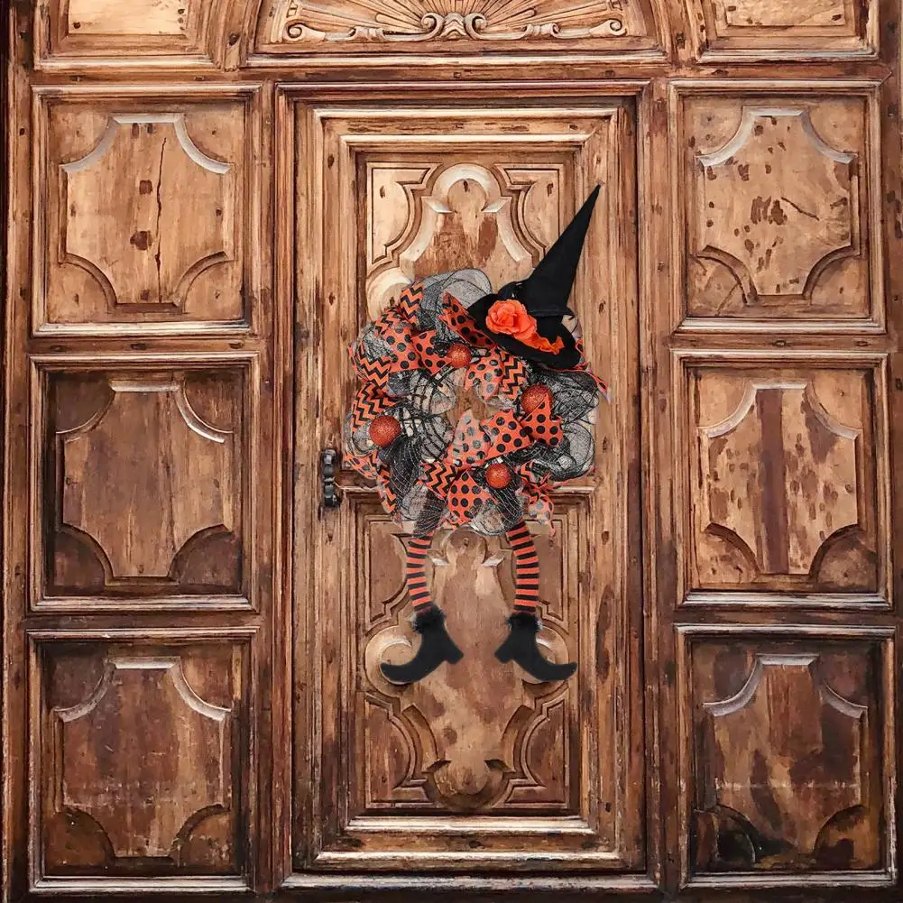 

Halloween Wreath Spooky Witch Hat Leg Door Hanging Wreath Durable Halloween Decoration for Festive Party Happy Supplies Festive