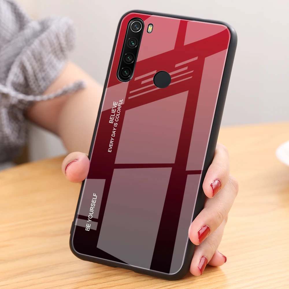 Gradient Tempered Glass Case For Xiaomi Mi Redmi Note 10 9 8 Pro 9S 8T 9A 8A TPU Frame Protective Cover