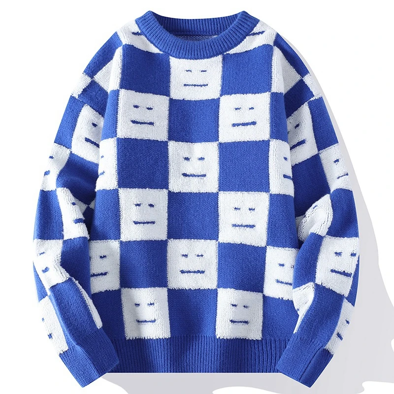 

Rainbowtouches Men's Plaid Sweaters Spring Autumn Winter Clothes 2022 Pull OverSized 3XL Korea Style Casual Standard Pullovers