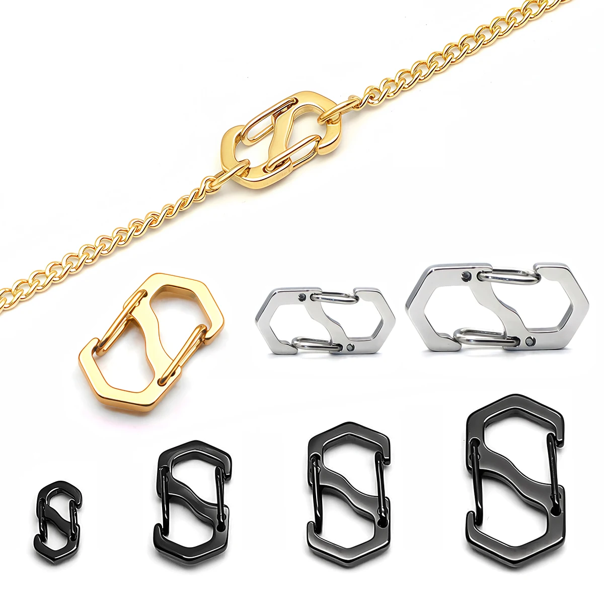 3-5 個ステンレス鋼文字 S バックルスプリングロブスタークラスプフックコネクタネックレスブレスレット DIY ジュエリー作成用品