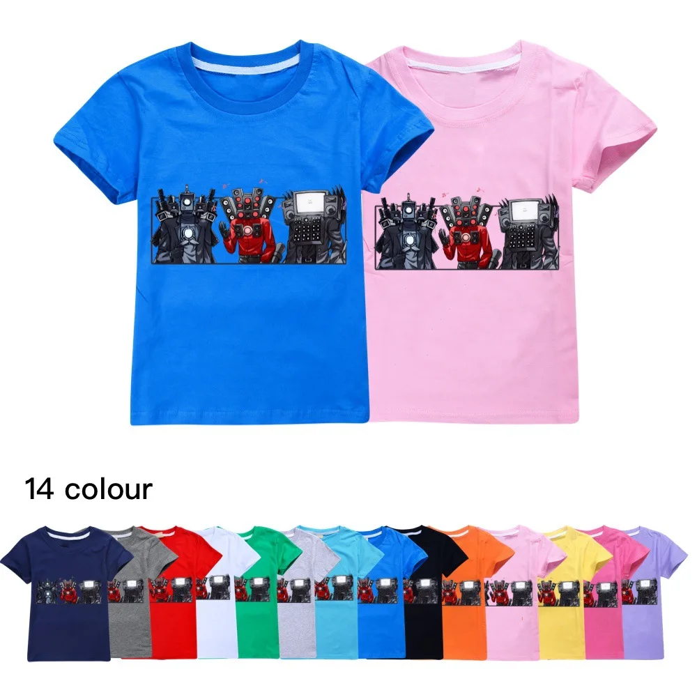 

The New Skibidi Toilet Man Monitors Men's and Women's Fashionable Children's Short-sleeved T-shirts. The Best Birthday Gift
