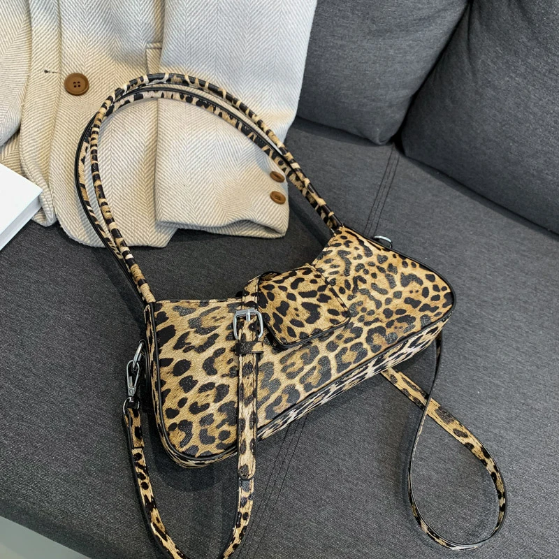 

Fashion Leopard Print Leather Underarm Women's Shoulder Bag Luxury Designer Handbag Famous Brand Boston Casual Clutch Tote Bag